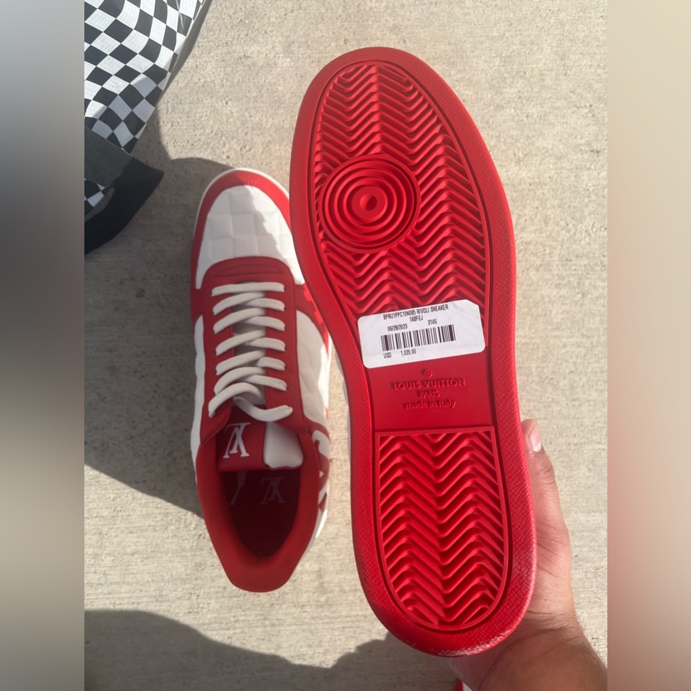 Louis Vuitton red and white designer shoes. Size 10 with no box